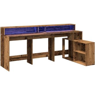 vidaXL Vidaxl - Escritorio Con Led Madera Ingenier&iacute;a Envejecida 200x104x91 Cm