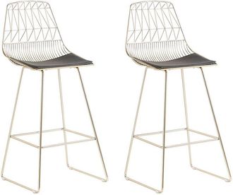 Beliani Beliani - Conjunto de 2 sillas de bar de metal dorado cojines de asiento de piel sintética moderno Preston