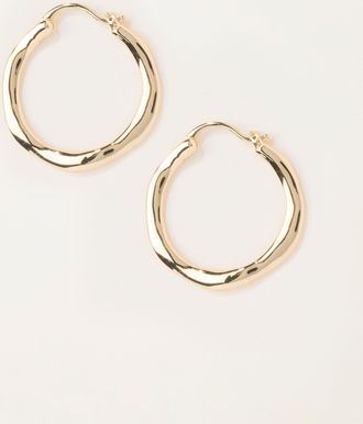 Fat Face FatFace Gold Tone Hammered Hoop Earrings