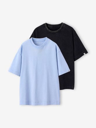 Jonen 2er-Pack Kinder T-Shirts JONEN, Oversized-Form himmelblau