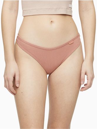 Calvin Klein Womens Ribbed Thong - Pink - M
