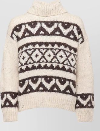 PESERICO alpaca-blend high-neck long-sleeve geometric-pattern sequin-embellished ribbed jumper