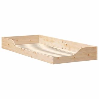 Berkfield Home Floor Bed Frame Brown 80 x 220 cm Solid pine wood in Beige