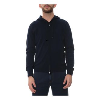 Gran Sasso Truien & Vesten, Heren, Blauw, M, Kasjmier, Hooded Cashmere Vest met Rits