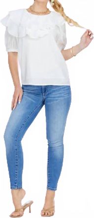 Jade Yoga Casual Flutter Neck Top In White