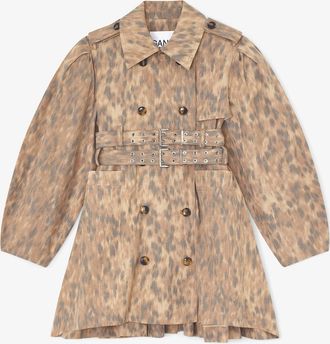 Ganni Burro Trench Coat in Printed Cotton - Size 10/12 Organic