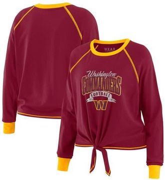 WEAR by Erin Andrews Womens WEAR by Erin Andrews Burgundy/Gold Washington Commanders Tie-Front Long Sleeve Top at Nordstrom, Size Xx-Large
