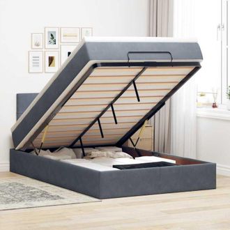 vidaXL Vidaxl - Cama Otomana Con Colch&oacute;n Y Led Terciopelo Gris Oscuro 120x190cm