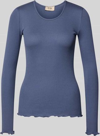 Mos Mosh Longsleeve mit Seiden-Anteil Modell Elaine in Bleu Melange, Gr&ouml;&szlig;e M/L