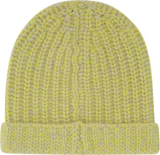 The Elder Statesman Mens Cuffia Beanie Yellow Cashmere