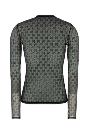 Gucci Womens Black Mesh Top Exterior: Nylon Elastane T-Shirt T-shirts And Polos