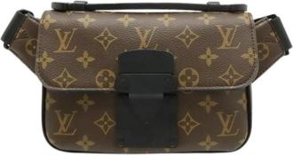 Louis Vuitton Pre-owned S Lock Monogram Macassar Crossbody Bag - Dames - Vintage Heuptassen - Bruin - ONE Size - Leer - Vintage