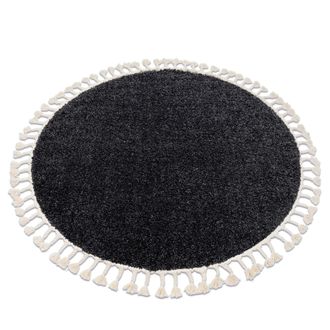 RugsX Rugsx - Alfombra Berber 9000 Circulo Gris Franjas Bereber Marroqu&iacute; Shaggy Grey Circulo 160 Cm