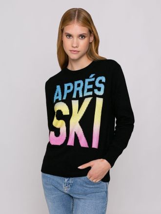 MC2 Saint Barth Woman Black Sweater Aprés Ski Degrade Writing