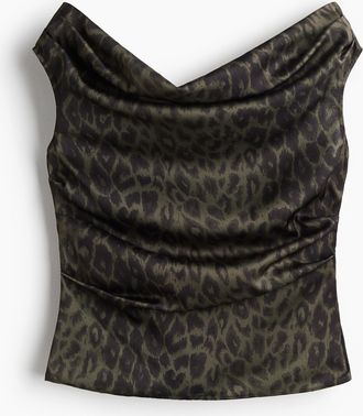 H&M Drapiertes Off-Shoulder-Top - Green