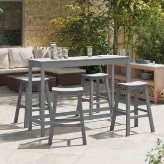 vidaXL Mesa Bar Y Taburetes Jard&iacute;n 5 Pzas Madera Acacia Rat&aacute;n Pe Negro Vidaxl