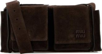 Miu Miu Dark Brown Suede Utilitaire Crossbody Bag