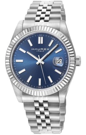 Haurex Womens :Impero 316L Stainless Steel Case, Silver Bezel, Blue Dial, Bracelet Watch
