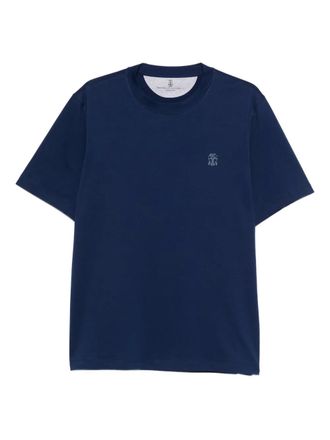 Brunello Cucinelli logo-detail cotton T-shirt - Blue