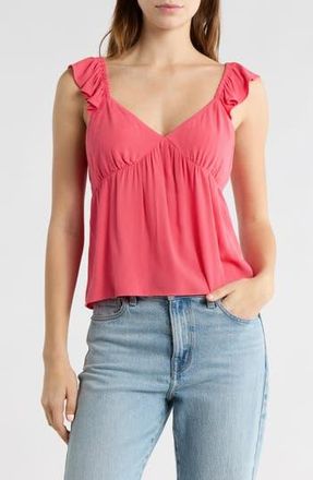 Abound Flutter Sleeve Babydoll Tank Top in Pink Ribbon at Nordstrom Rack, Size X-Small