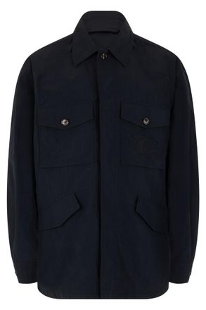 Burberry Blue Solid Shirt Collar Jacket