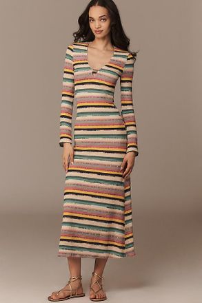 Maude Priscilla Long-Sleeve Scoop Midi Dress