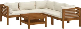 vidaXL Vidaxl - Set Divani Da Giardino 6 Pz Con Cuscini Crema In Legno Acacia