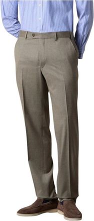 Brooks Brothers Pantalones de Lana Virgen de Sarga de Rendimiento de Delantero Plano - Trousers - Hombre - Verde - W38