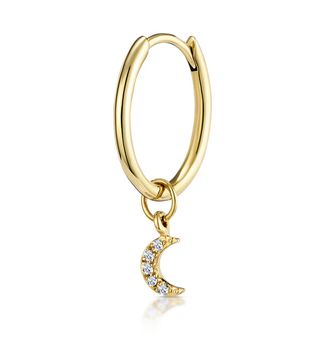 The Diamond Store SINGLE Stellato Diamond Moon Charm Huggie Earring in 9K Gold