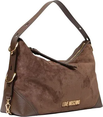 Love Moschino Womens Velvet Polyester Shoulder Bag Brown Eco Leather