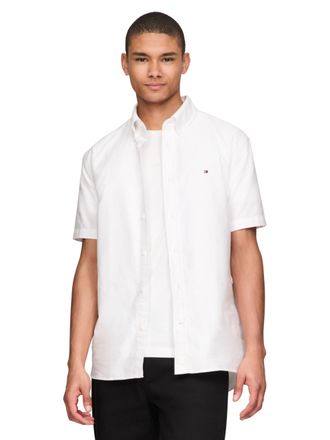 Tommy Hilfiger Long Sleeve Oxford Regular Fit, Mens Button Down Shirts, Also Available in Big and Tall, Optic White, XL