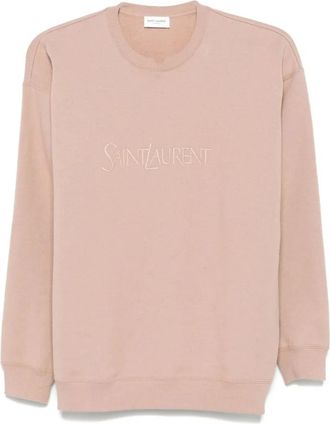 Saint Laurent Logo Katoenen Sweatshirt Vrouwen - Dames - Sweatshirts - Roze - S - Katoen - Hoodies & sweatvesten
