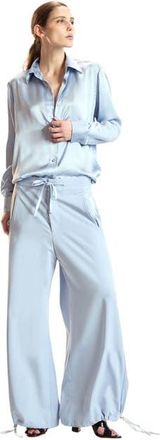 Cynthia Rowley Tuxedo Stripe Wide Leg Pants in Blue at Nordstrom, Size Large