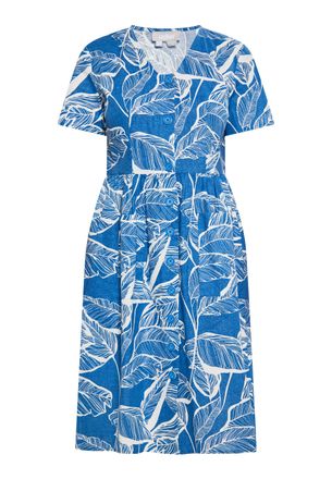 Usha Jurk Dames Blauw wol wit