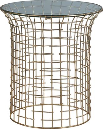 WOMO-DESIGN Mesa auxiliar leeds ø40cm redonda 45cm de altura con tapa de cristal