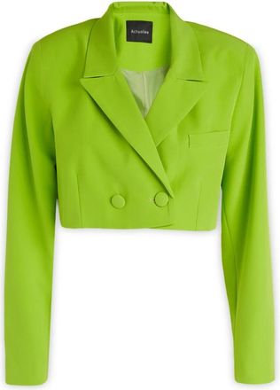 Actualee Cropped Blazer - Dames - Blazers - Groen - XS - Leer - Jassen