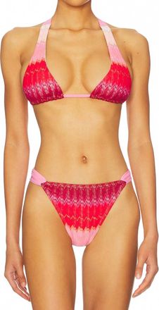 PQ Swim Fanned Bottom & Eleanor Halter Top Set In Scarlet