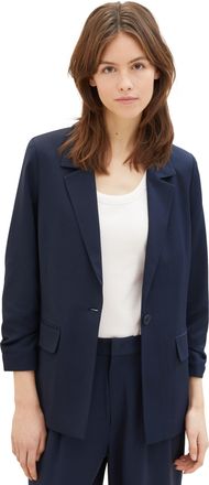 Tom Tailor Denim Kurzblazer TOM TAILOR DENIM, Damen, Gr. XS (34), blau (sky captain blau), Stoff, Obermaterial: 64% Viskose, 36% Polyester. Futter: 100% Polyester, uni