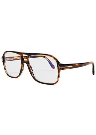 Tom Ford D-frame Acetate Optical Glasses - Brown Havana - One Size