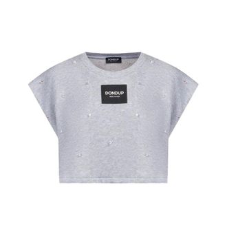 Dondup T-Shirts, female, Gray, Size: M Felpa