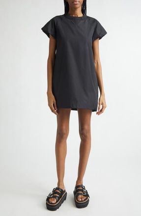 sacai Poplin Sweatshirt Dress in Black at Nordstrom, Size 1