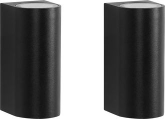 Beliani Conjunto De 2 L&aacute;mparas Led Para Pared De Exterior 21 Cm De Metal Aluminio Moderno Negro Lazaro