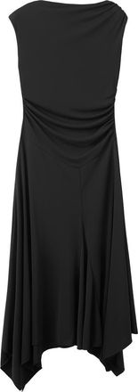 Mango Sandy Asymmetric Hem Ruched Maxi Dress in Black at Nordstrom, Size 10