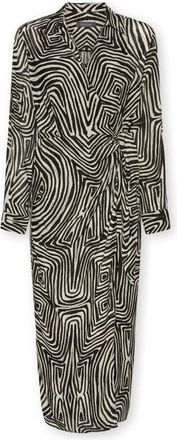 Elena Miro Jurk van bedrukte viscose - Dames - Casual kleedjes - Zwart - M - Polyester - Kleedjes