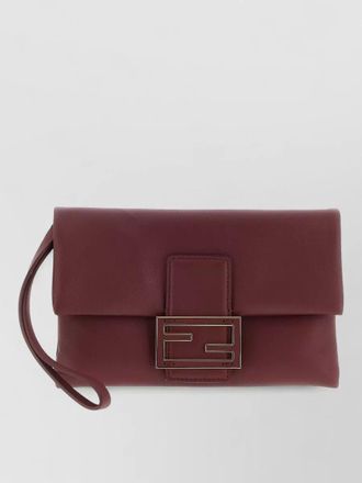 Fendi mamma baguette lamb leather clutch bag