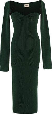 Khaite Green Ribbed Beth Midi Dress Size S