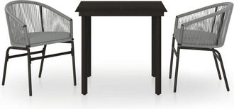 vidaXL Juego De Comedor De Jard&iacute;n 3 Piezas Gris Vidaxl