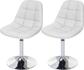 Hhg Hhg - Juego De 2 Sillas De Comedor 837, Silla Giratoria, Cromo, Polipiel Blanca