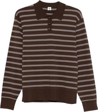 The Garment Madison gestreept poloshirt met knopen - Bruin