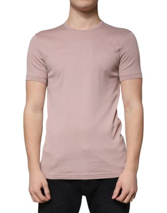 Dolce & Gabbana Brown Cotton Short Sleeves Round Neck Mens T-shirt